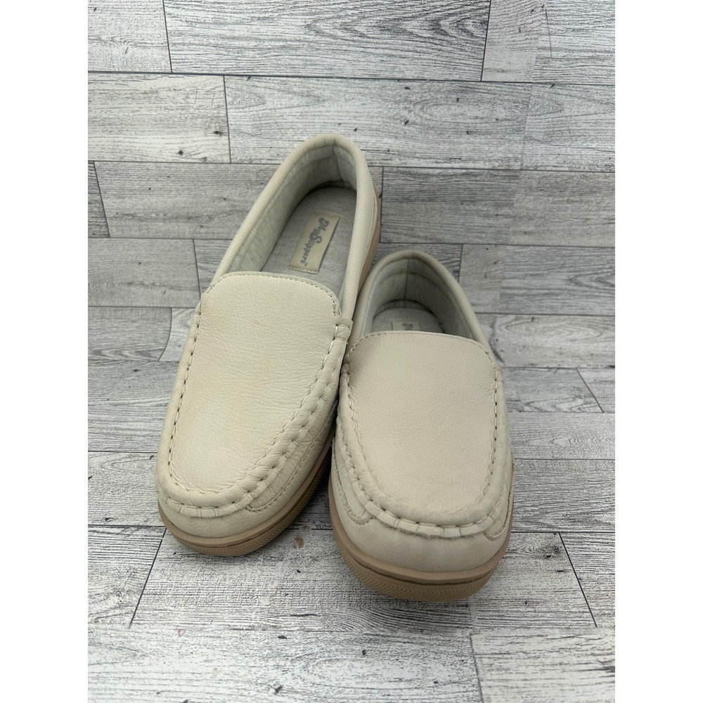 My Slippers My Pillow Women Size 7 Leather Moccasin Slippers Cream 74468-03 - Picture 2 of 16